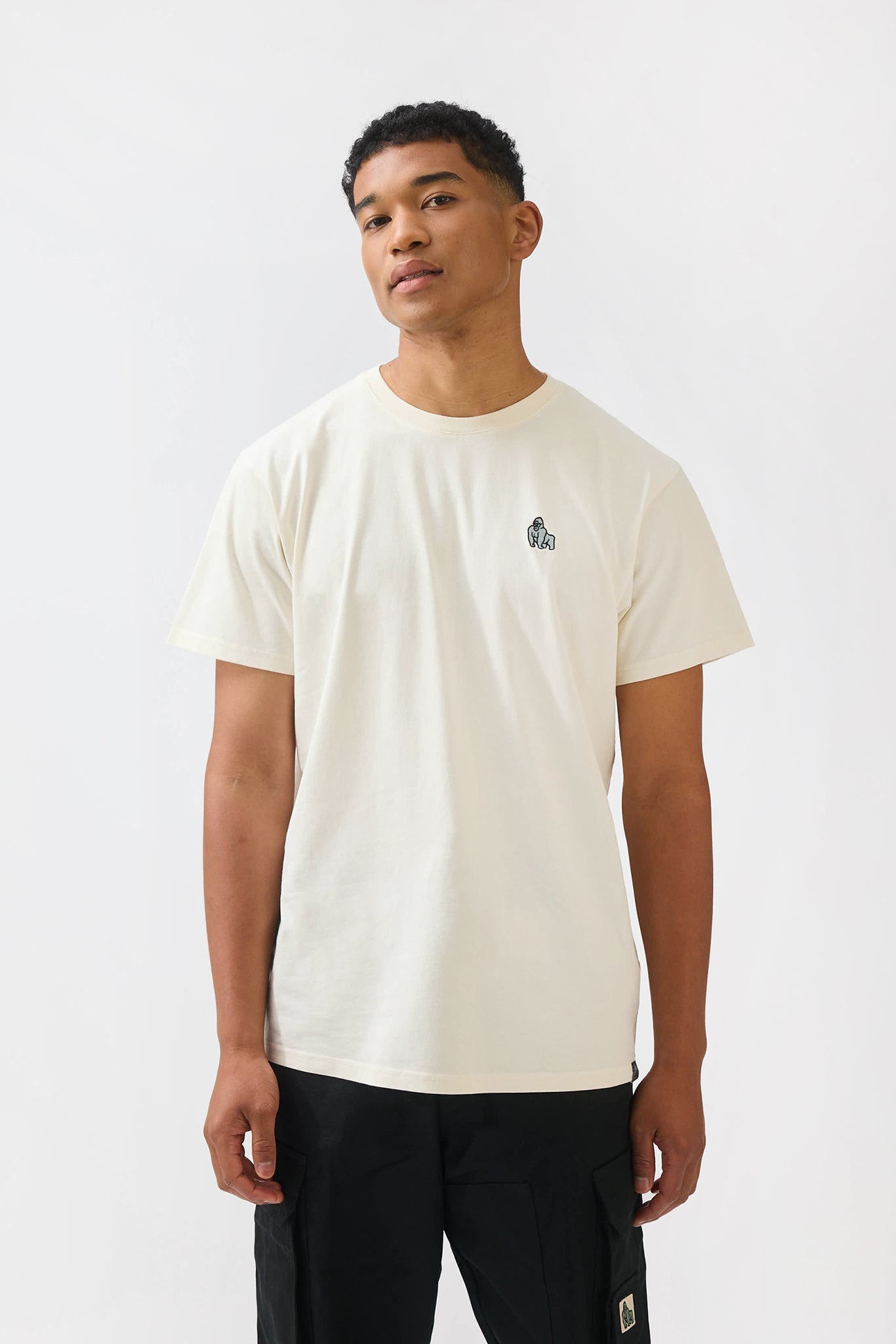 MINI EMBROIDERY T-SHIRT - TOFU/WHITE - THAT GORILLA BRAND