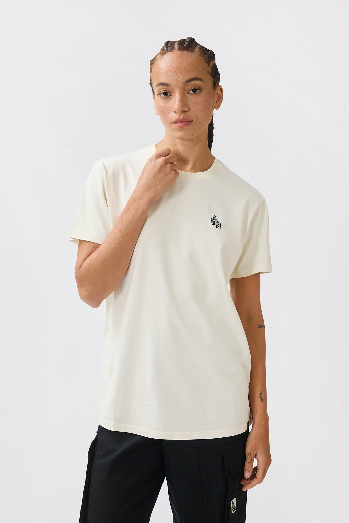 MINI EMBROIDERY T-SHIRT - TOFU/WHITE - THAT GORILLA BRAND