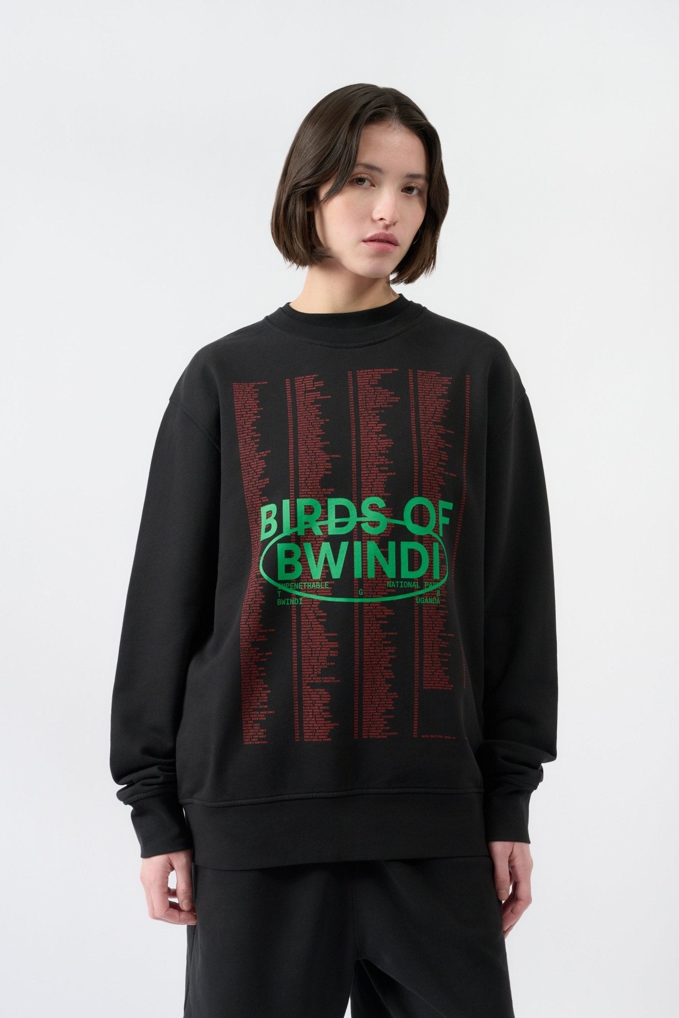 Birds of Bwindi Crewneck - Black - THAT GORILLA BRAND