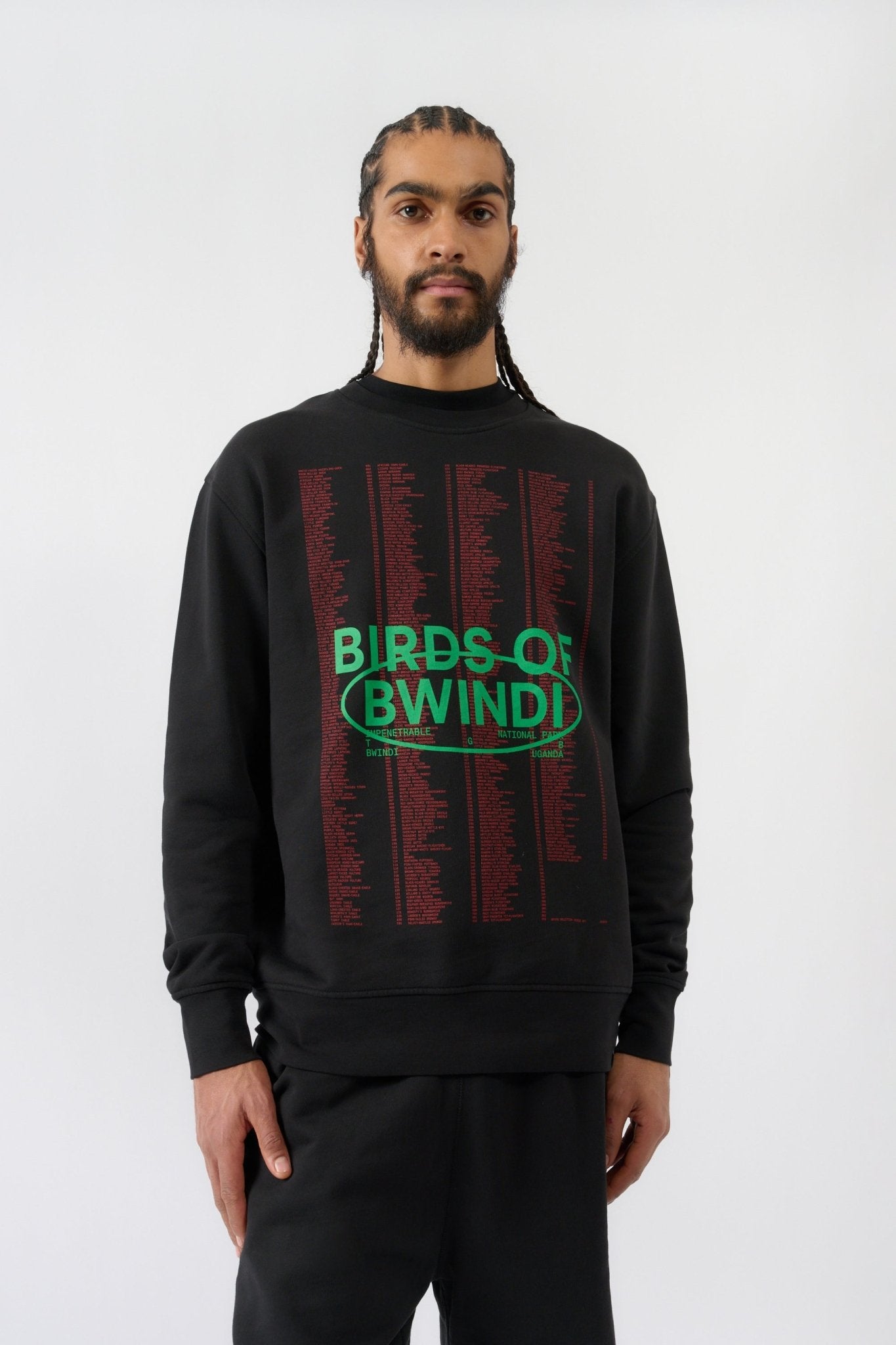 Birds of Bwindi Crewneck - Black - THAT GORILLA BRAND