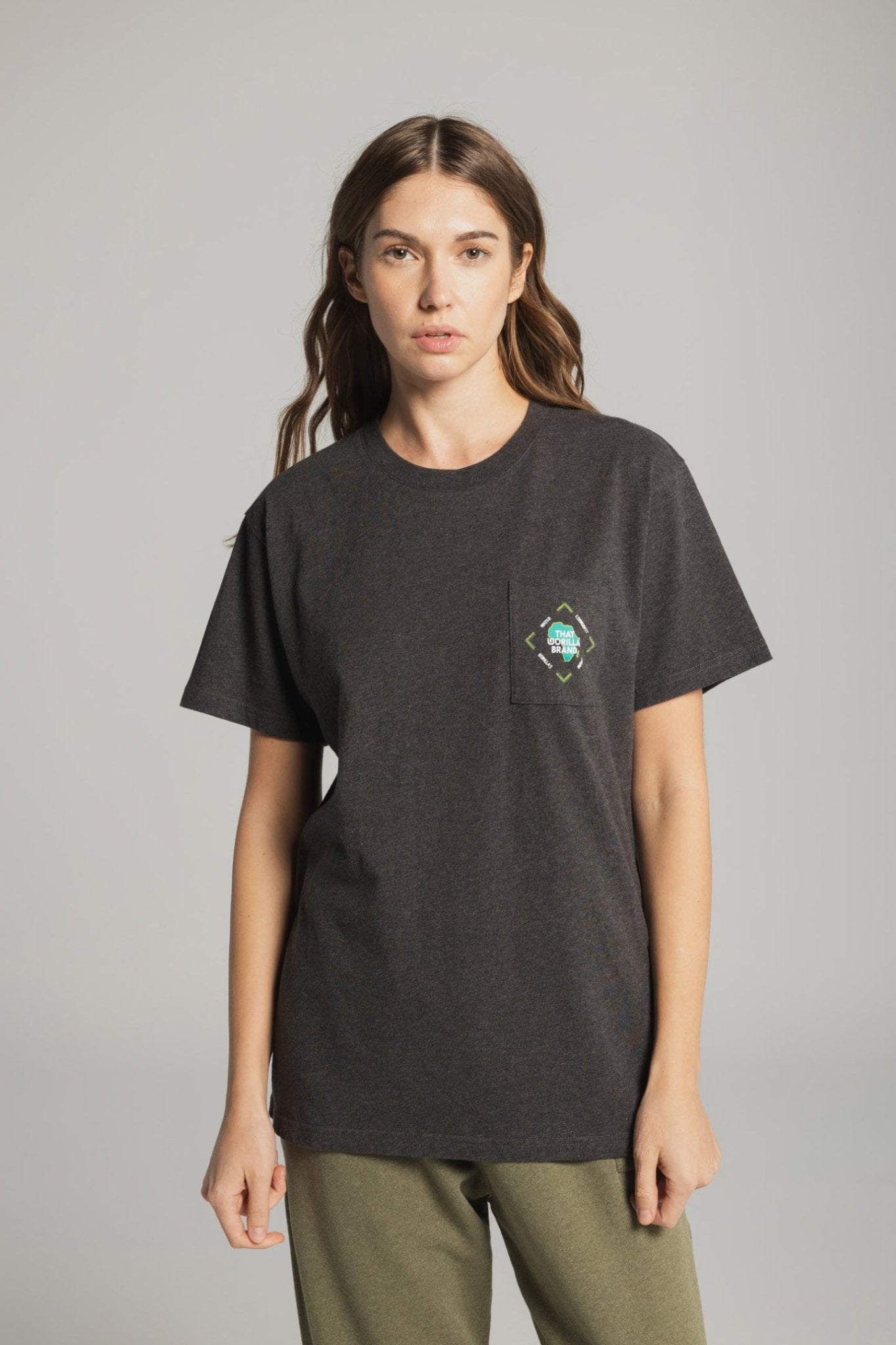 COMMUNITY POCKET T - CHARCOAL MELANGE - THAT GORILLA BRAND
