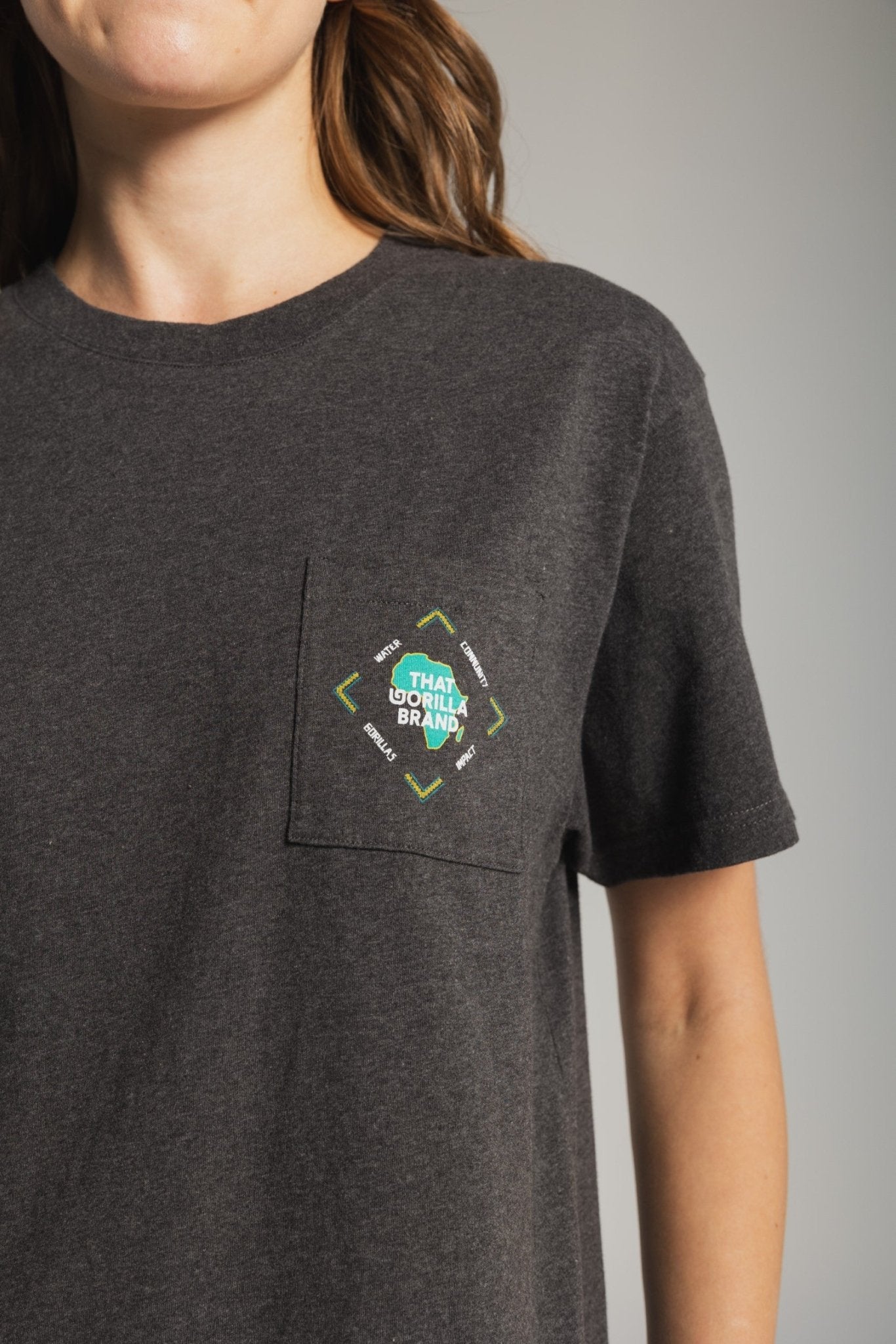 COMMUNITY POCKET T - CHARCOAL MELANGE - THAT GORILLA BRAND