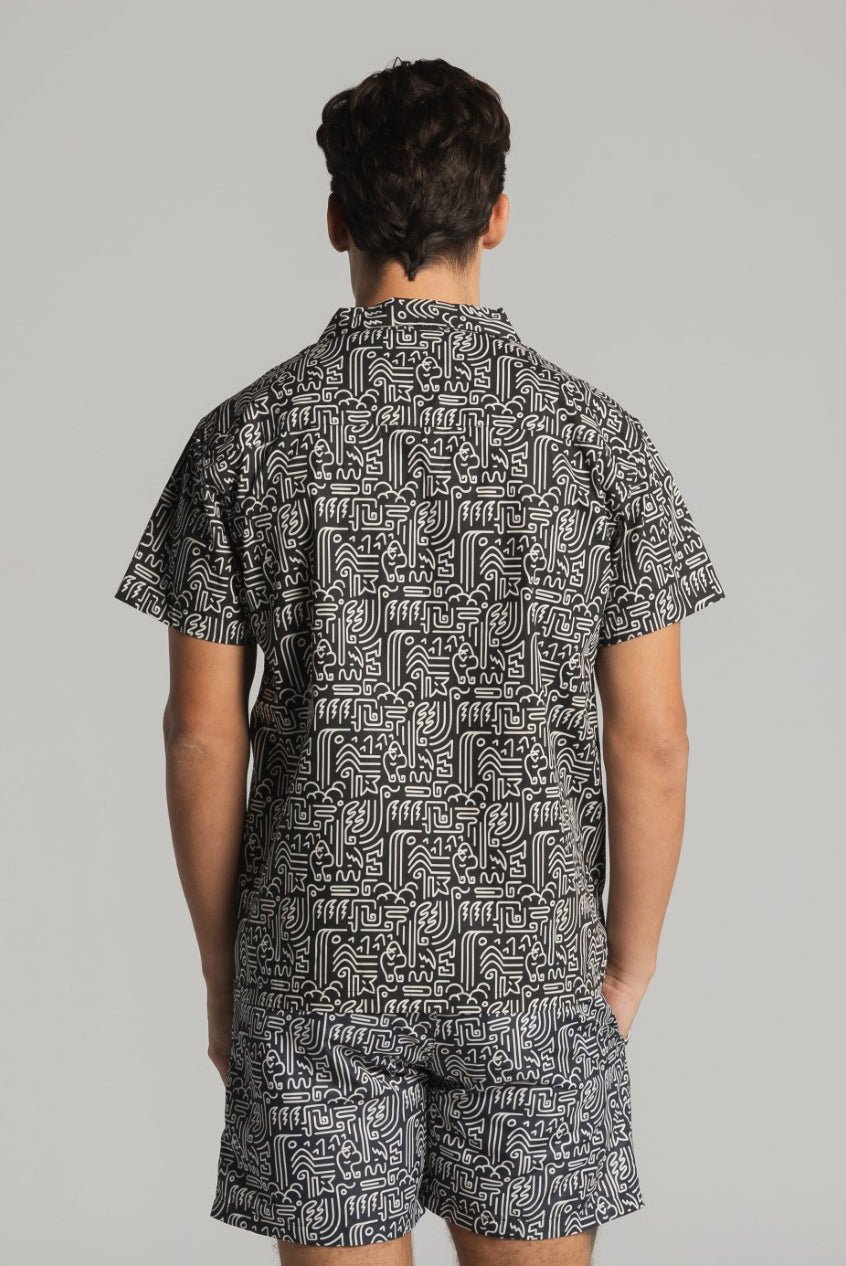 GORILLA WATERFALL JUNGLE SHIRT - AOP BLACK - THAT GORILLA BRAND