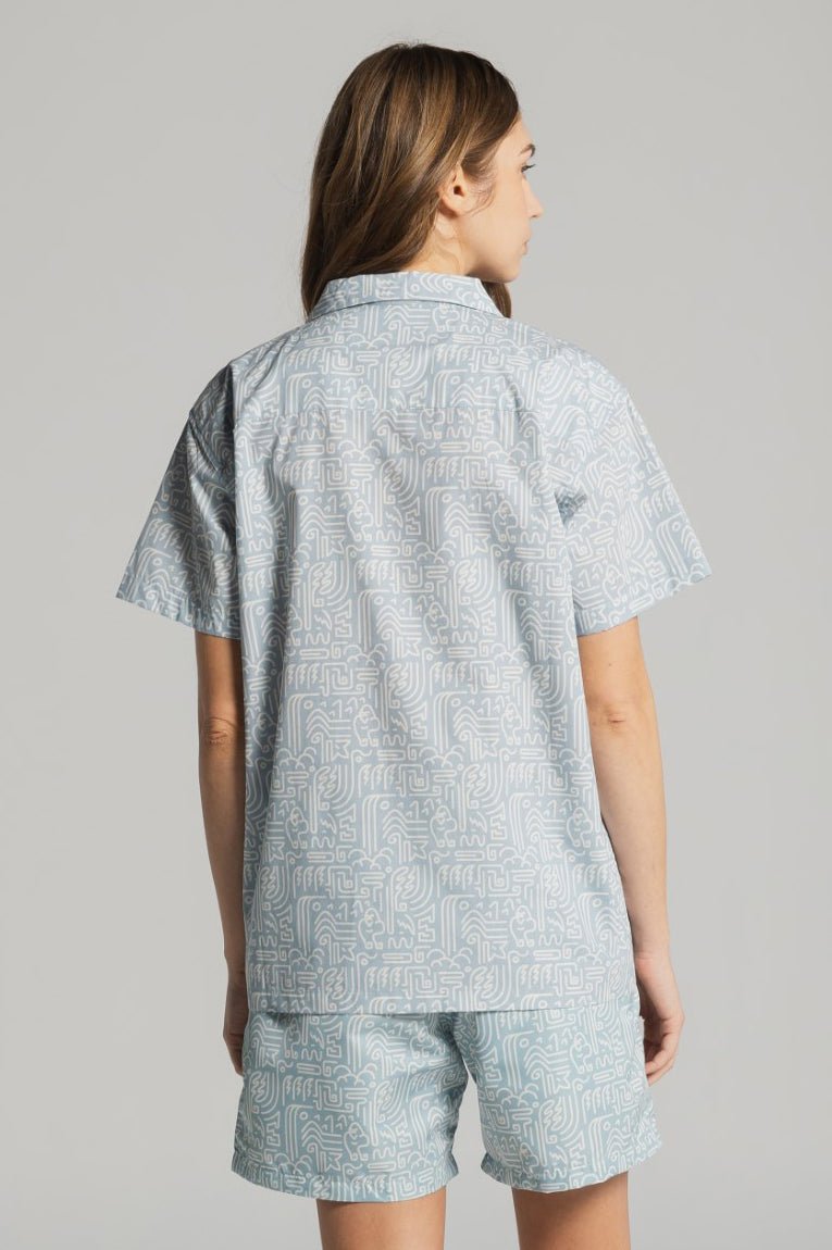 GORILLA WATERFALL JUNGLE SHIRT - AOP BLUE - THAT GORILLA BRAND