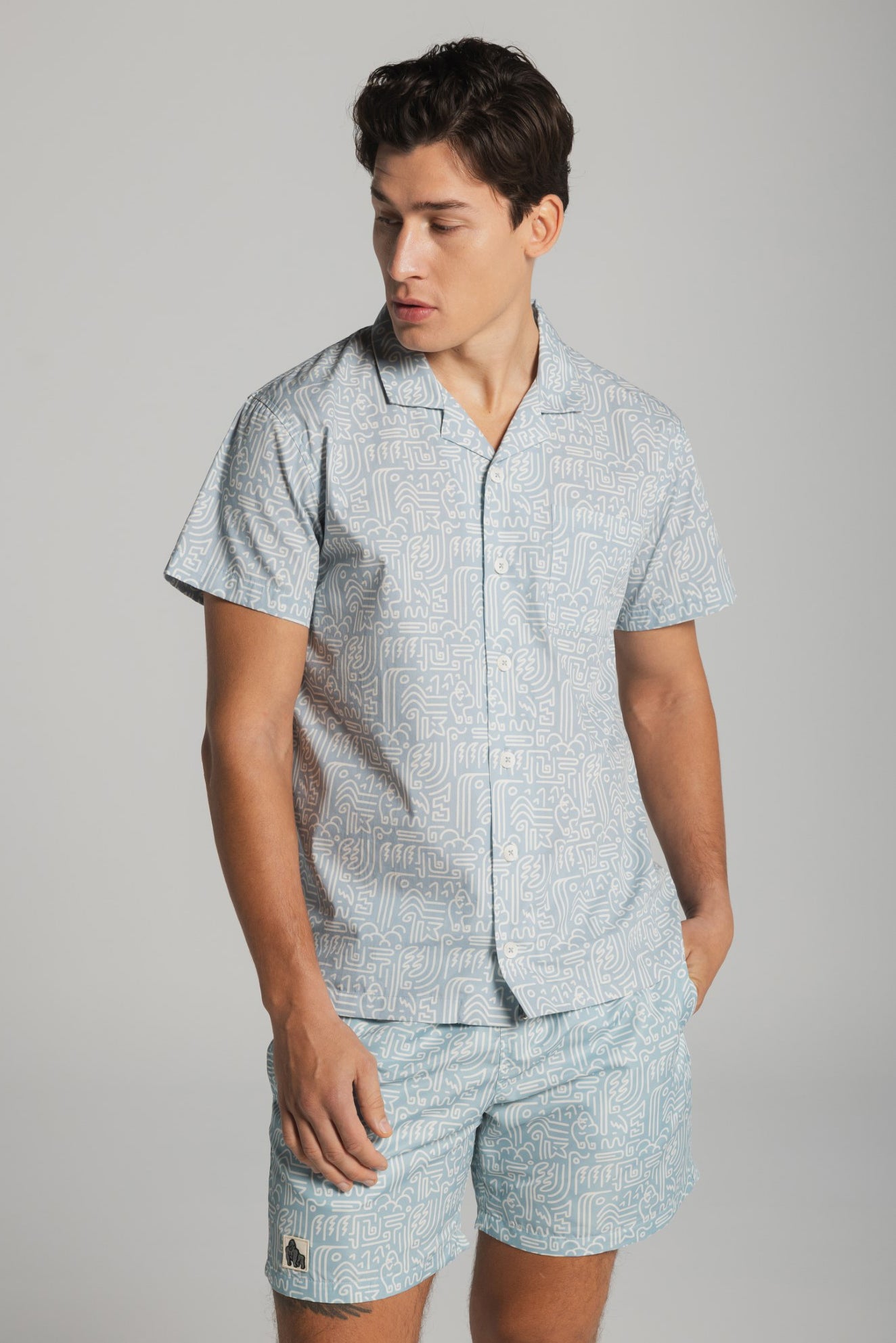 GORILLA WATERFALL JUNGLE SHIRT - AOP BLUE - THAT GORILLA BRAND