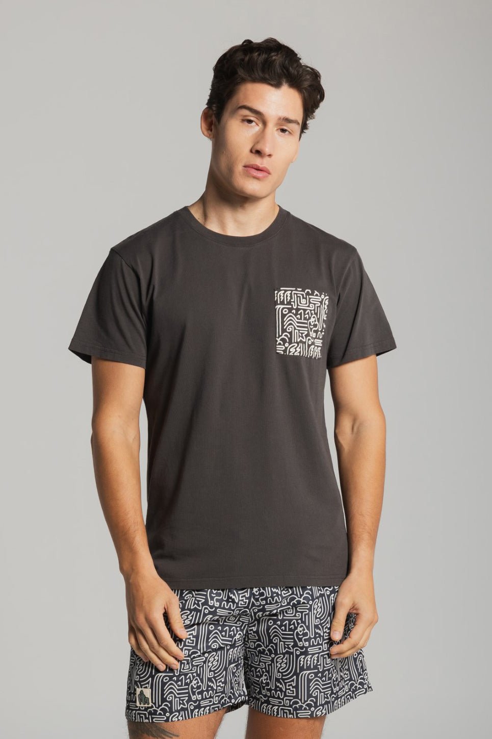 GORILLA WATERFALL POCKET T - CHARCOAL - THAT GORILLA BRAND
