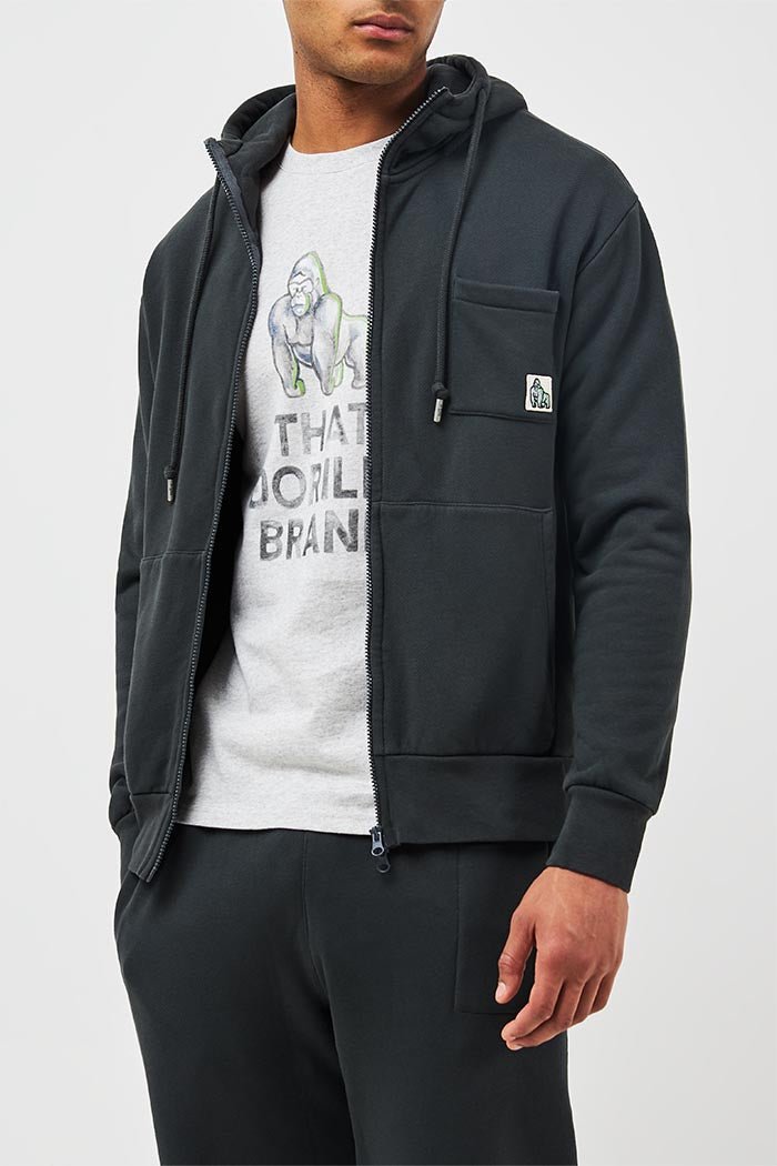 GORILLA ZIP HOODIE - BLACK - THAT GORILLA BRAND