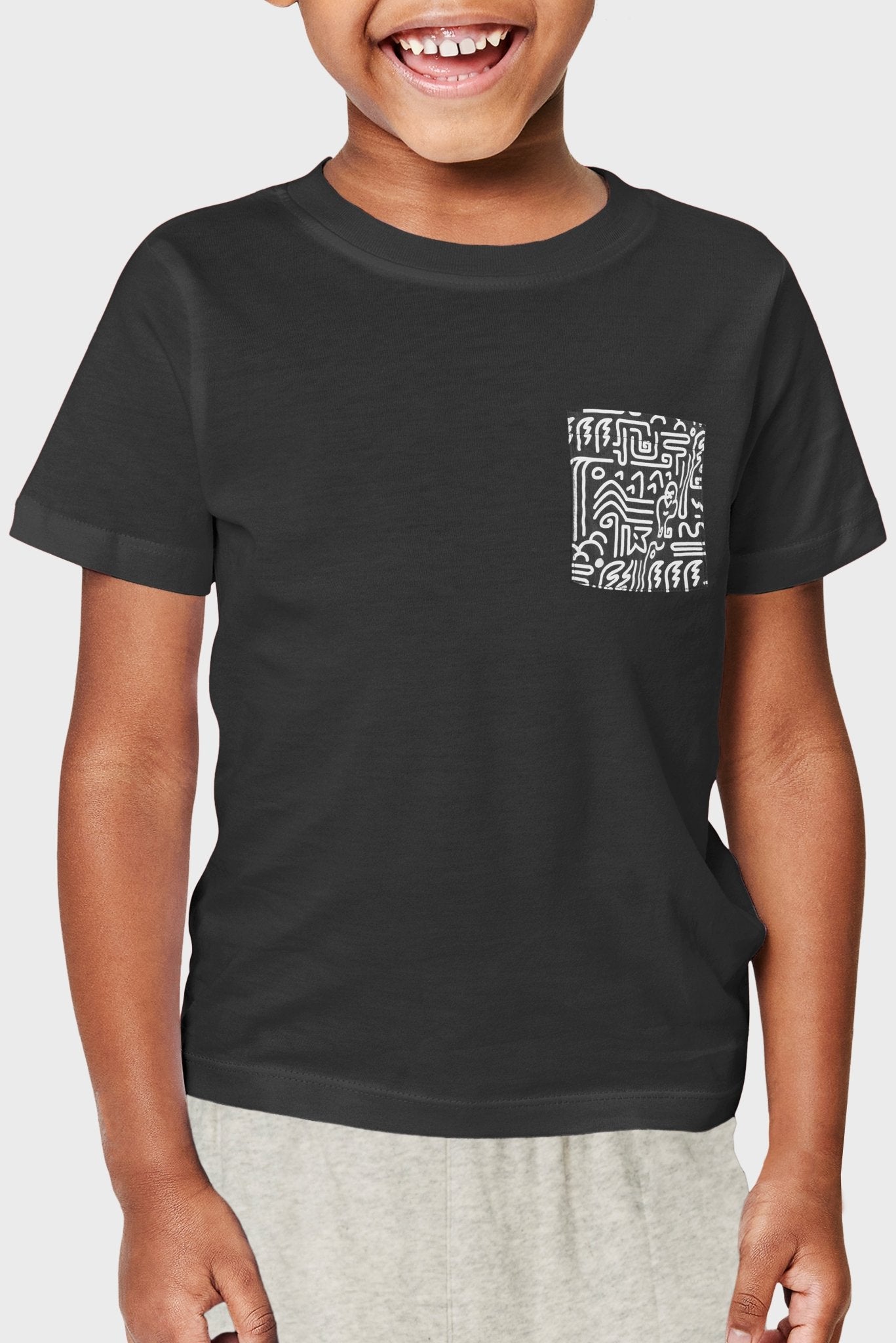 KIDS GORILLA WATERFALL POCKET T - CHARCOAL - THAT GORILLA BRAND