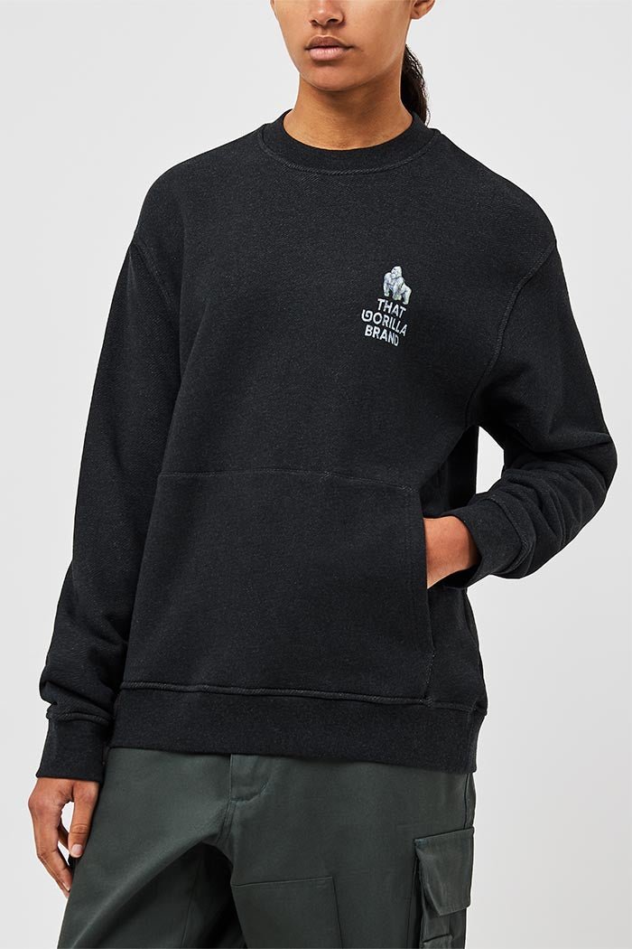 LOGO POCKET KANGA SWEATSHIRT - BLACK - THAT GORILLA BRAND