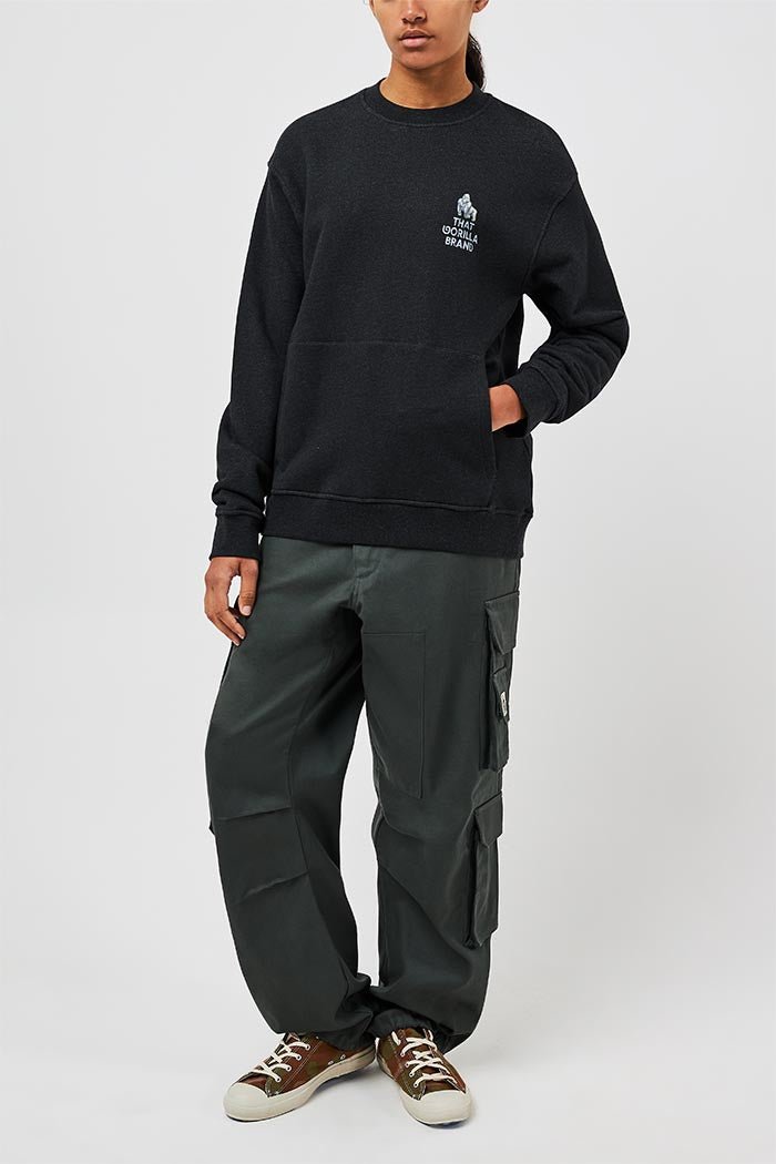 LOGO POCKET KANGA SWEATSHIRT - BLACK - THAT GORILLA BRAND