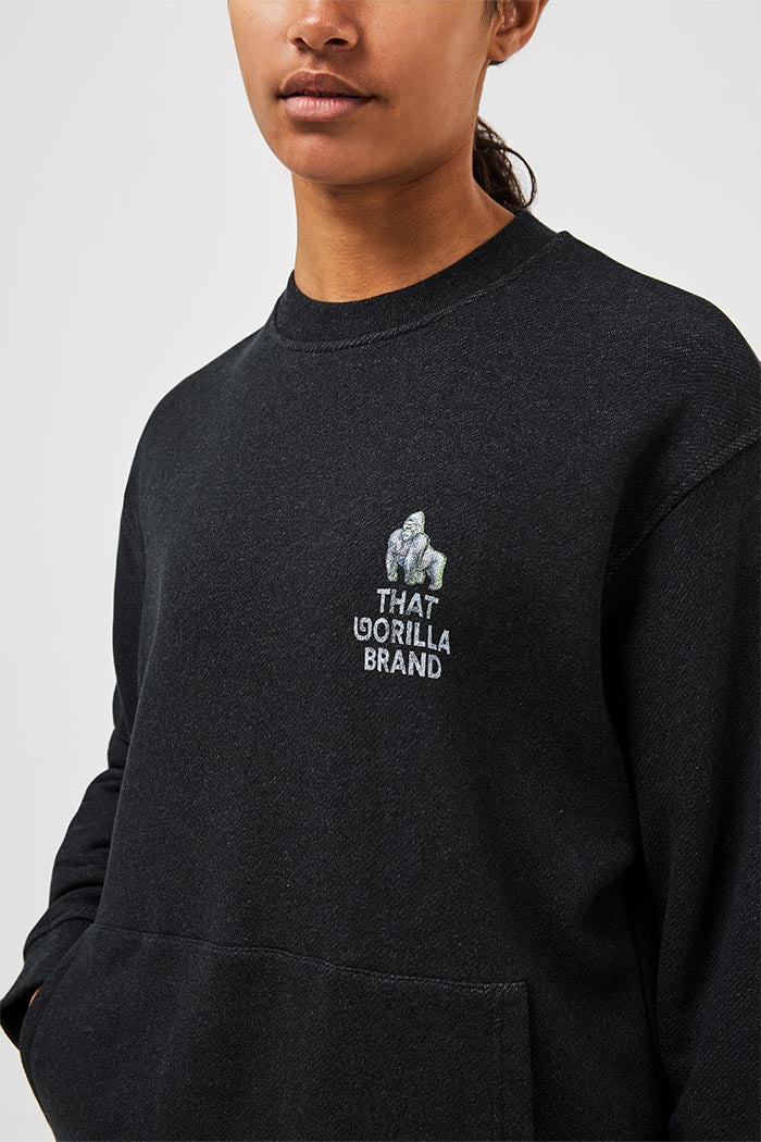 LOGO POCKET KANGA SWEATSHIRT - BLACK - THAT GORILLA BRAND