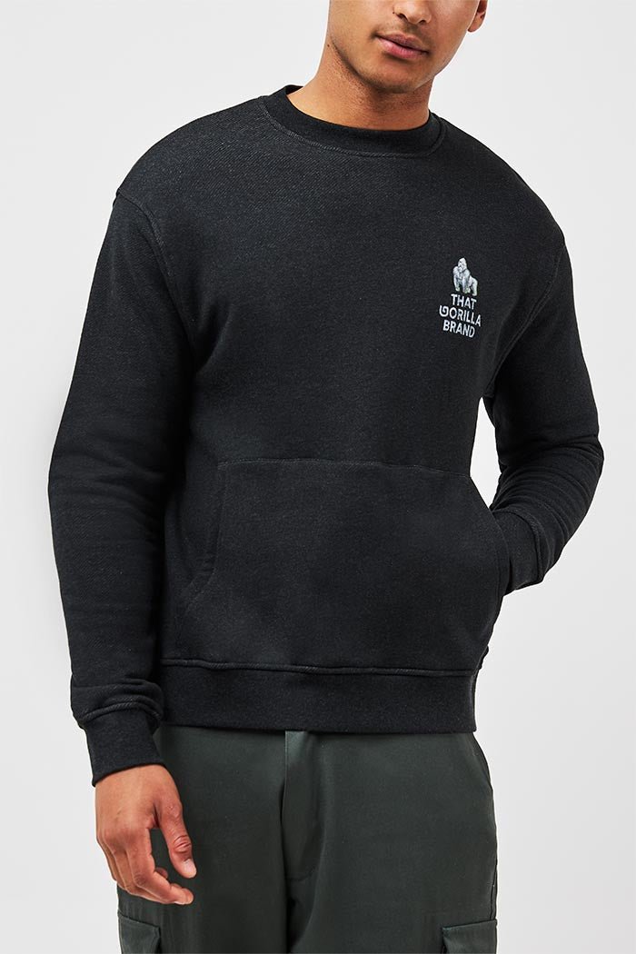 LOGO POCKET KANGA SWEATSHIRT - BLACK - THAT GORILLA BRAND