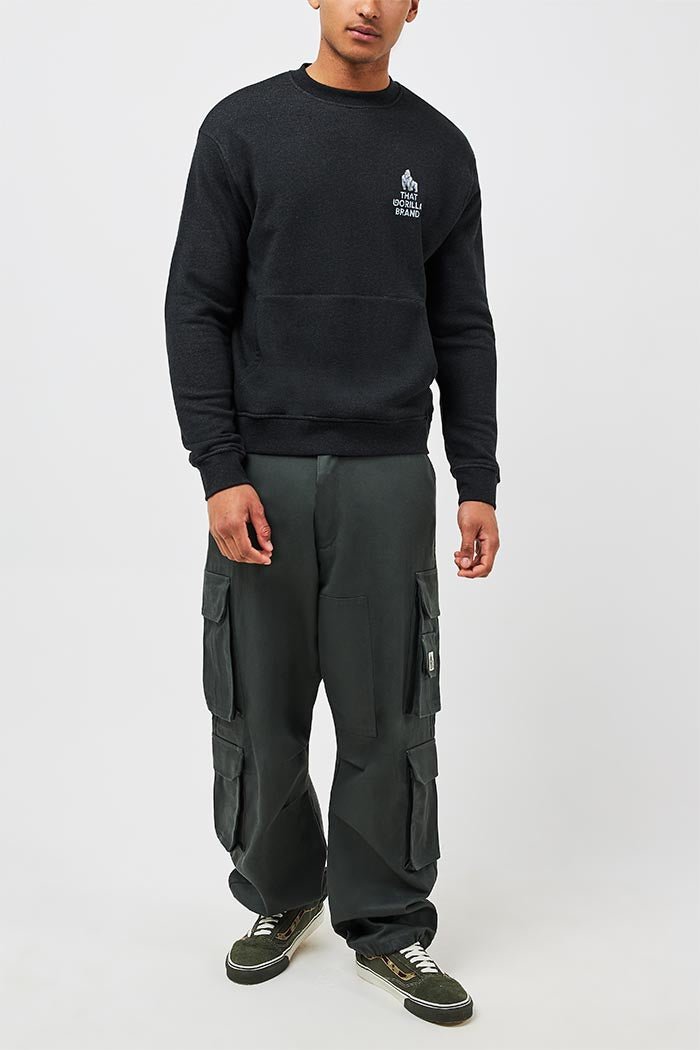 LOGO POCKET KANGA SWEATSHIRT - BLACK - THAT GORILLA BRAND