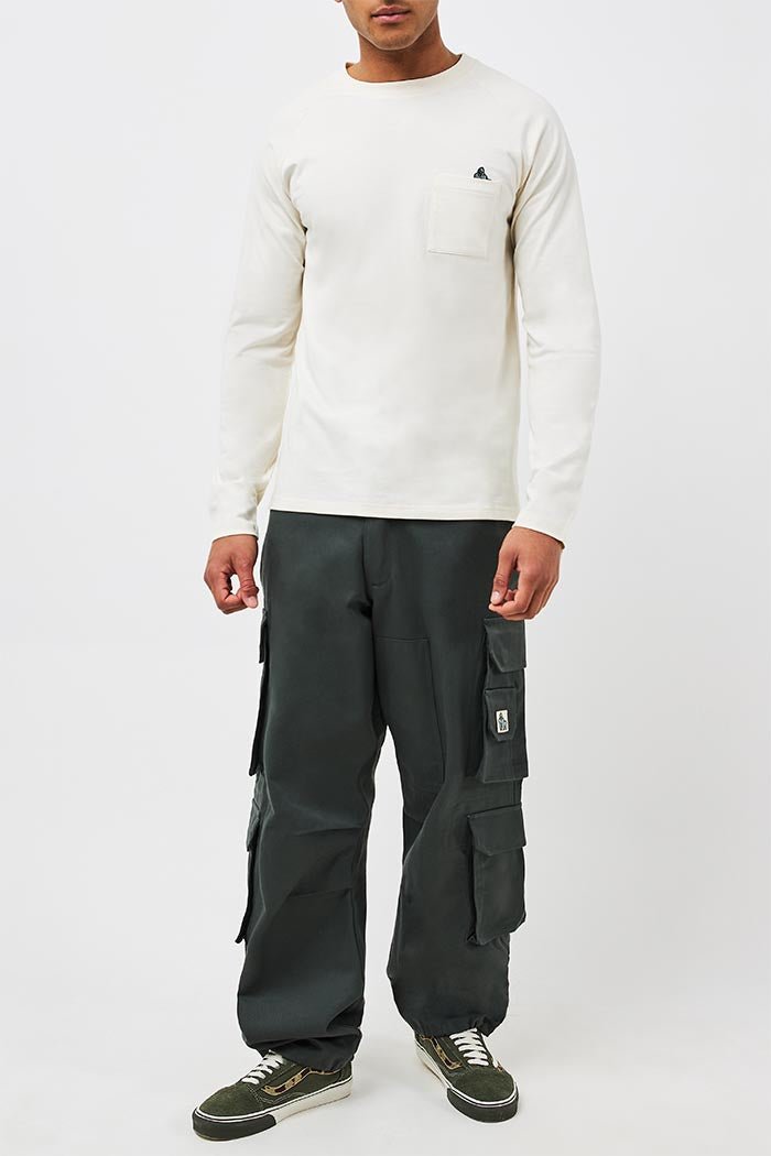 RAGLAN LONG SLEEVE POCKET T - DUST WHITE - THAT GORILLA BRAND