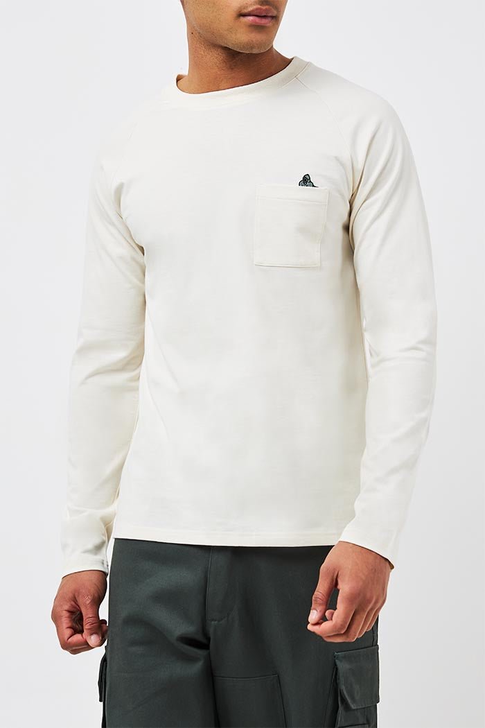 RAGLAN LONG SLEEVE POCKET T - DUST WHITE - THAT GORILLA BRAND