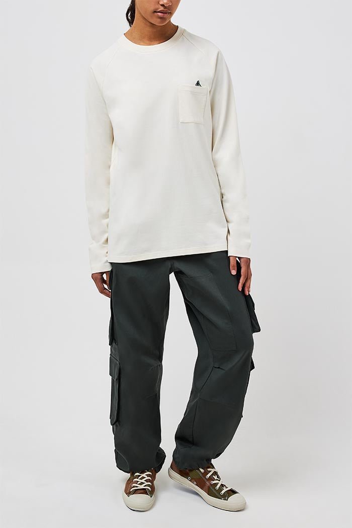 RAGLAN LONG SLEEVE POCKET T - DUST WHITE - THAT GORILLA BRAND