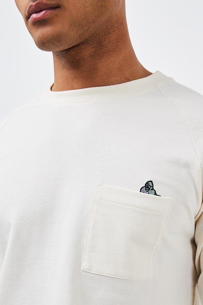 RAGLAN LONG SLEEVE POCKET T - DUST WHITE - THAT GORILLA BRAND