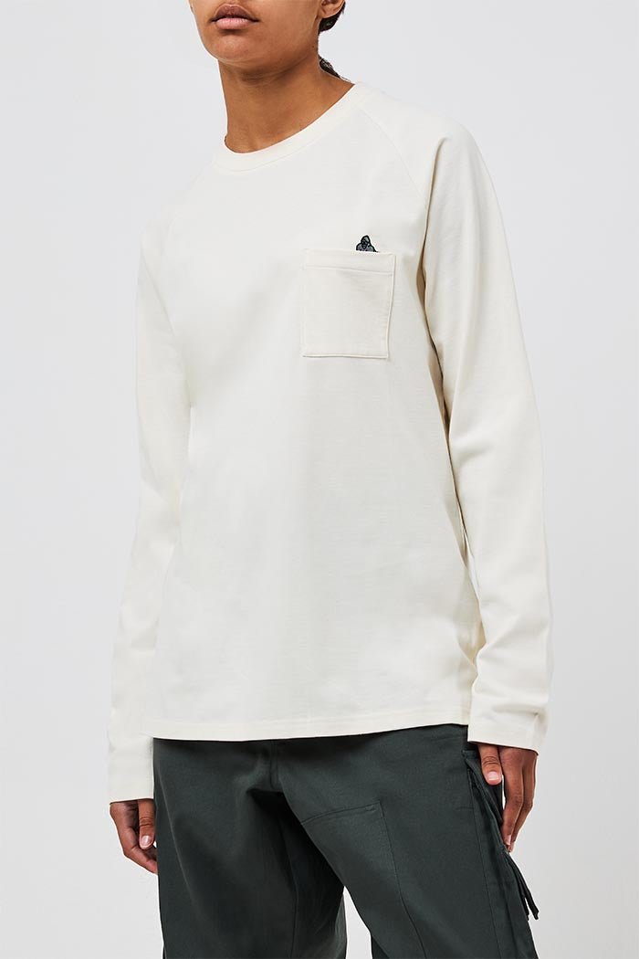 RAGLAN LONG SLEEVE POCKET T - DUST WHITE - THAT GORILLA BRAND