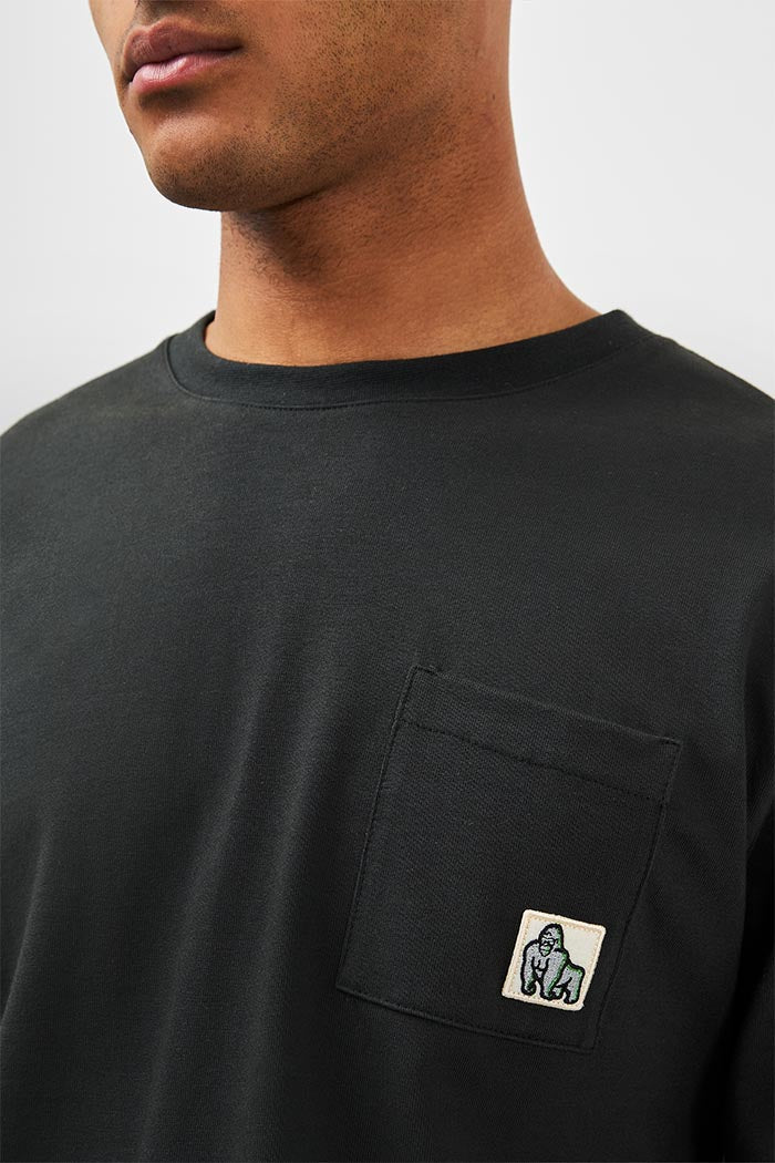 SET IN LONG SLEEVE POCKET T - BLACK - THAT GORILLA BRAND