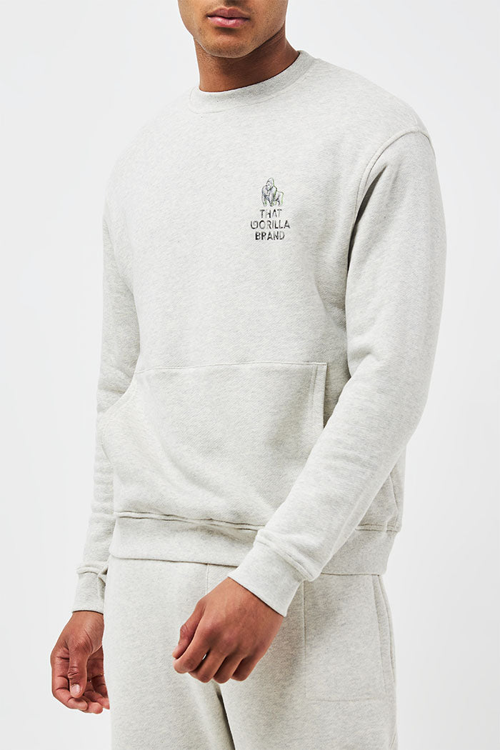 WATERCOLOUR LOGO POCKET KANGA SWEATSHIRT - ROCK - THAT GORILLA BRAND