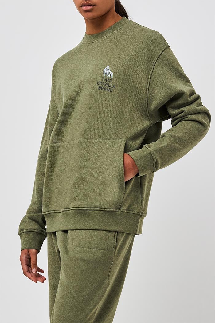 WATERCOLOUR LOGO POCKET KANGA SWEATSHIRT - ROCK - THAT GORILLA BRAND