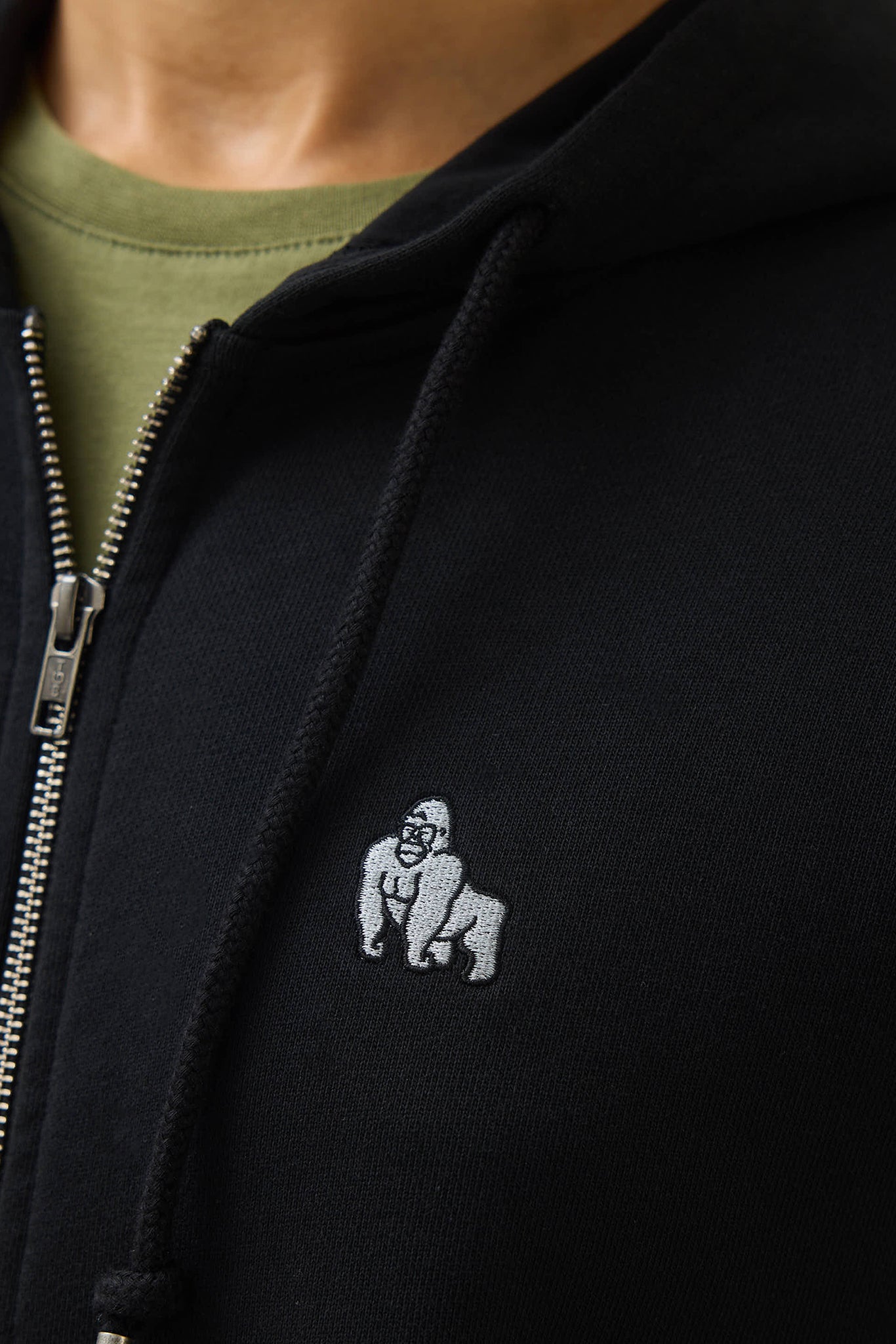 MINI EMBROIDERY ZIP HOODIE - BLACK - THAT GORILLA BRAND