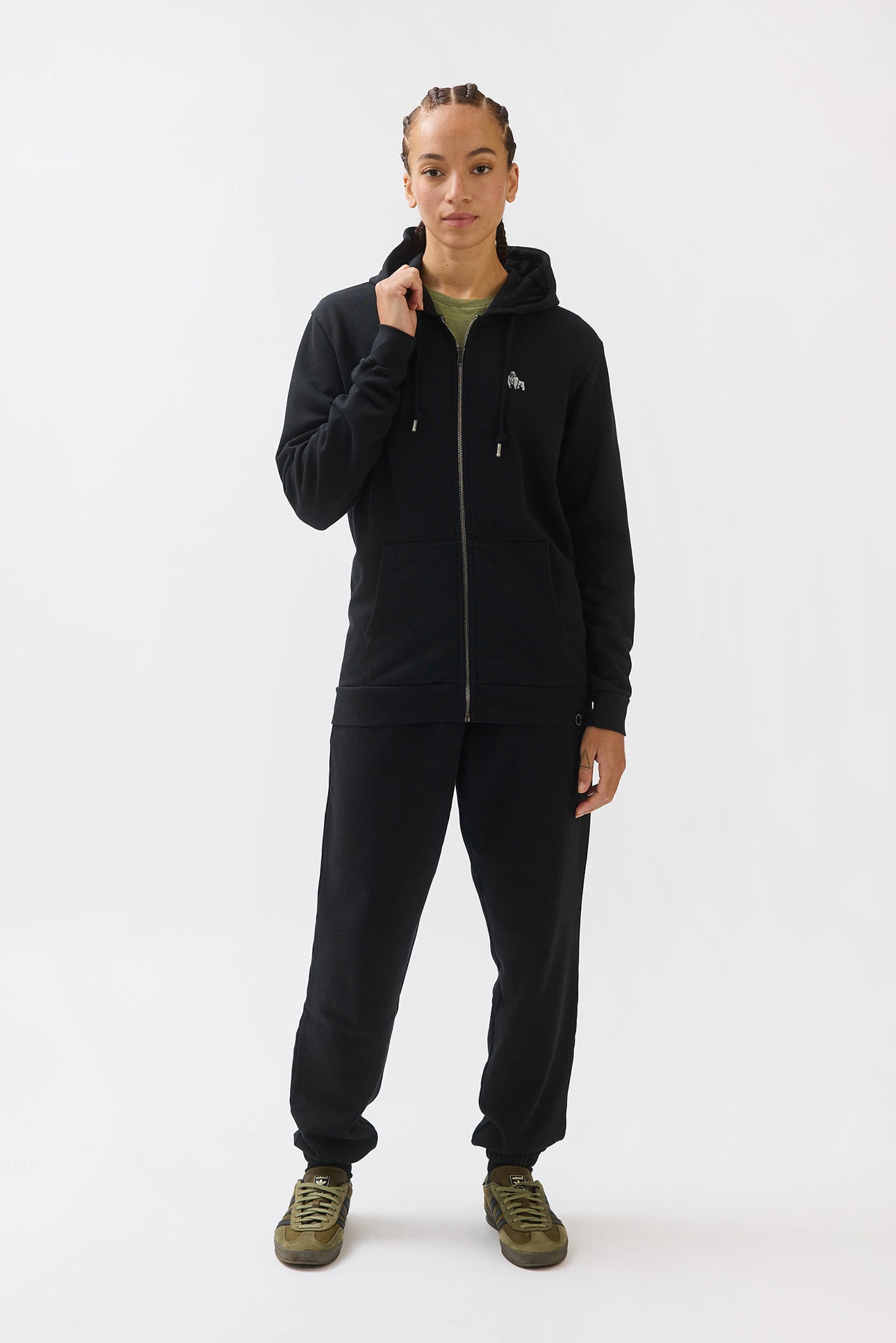 MINI EMBROIDERY ZIP HOODIE - BLACK - THAT GORILLA BRAND