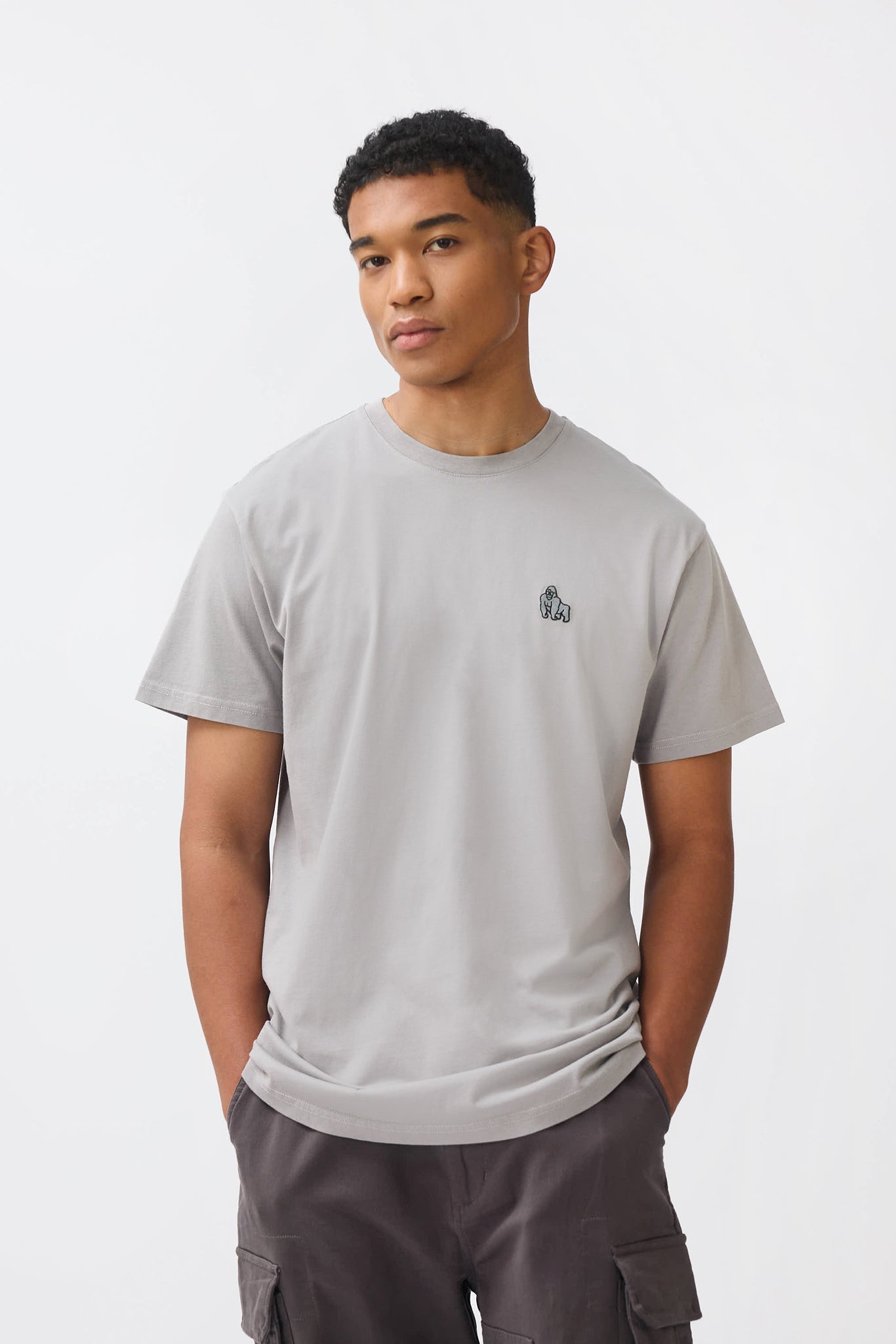 MINI EMBROIDERY T - SHIRT - GREY - THAT GORILLA BRAND