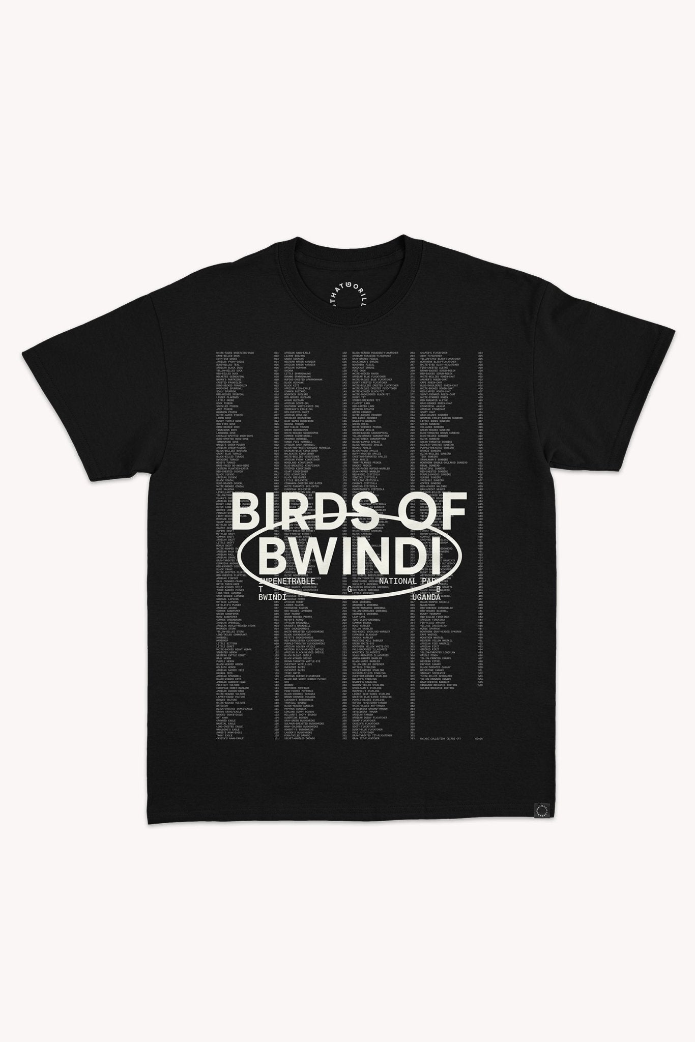 BIRDS OF BWINDI T - BLACK - THAT GORILLA BRAND