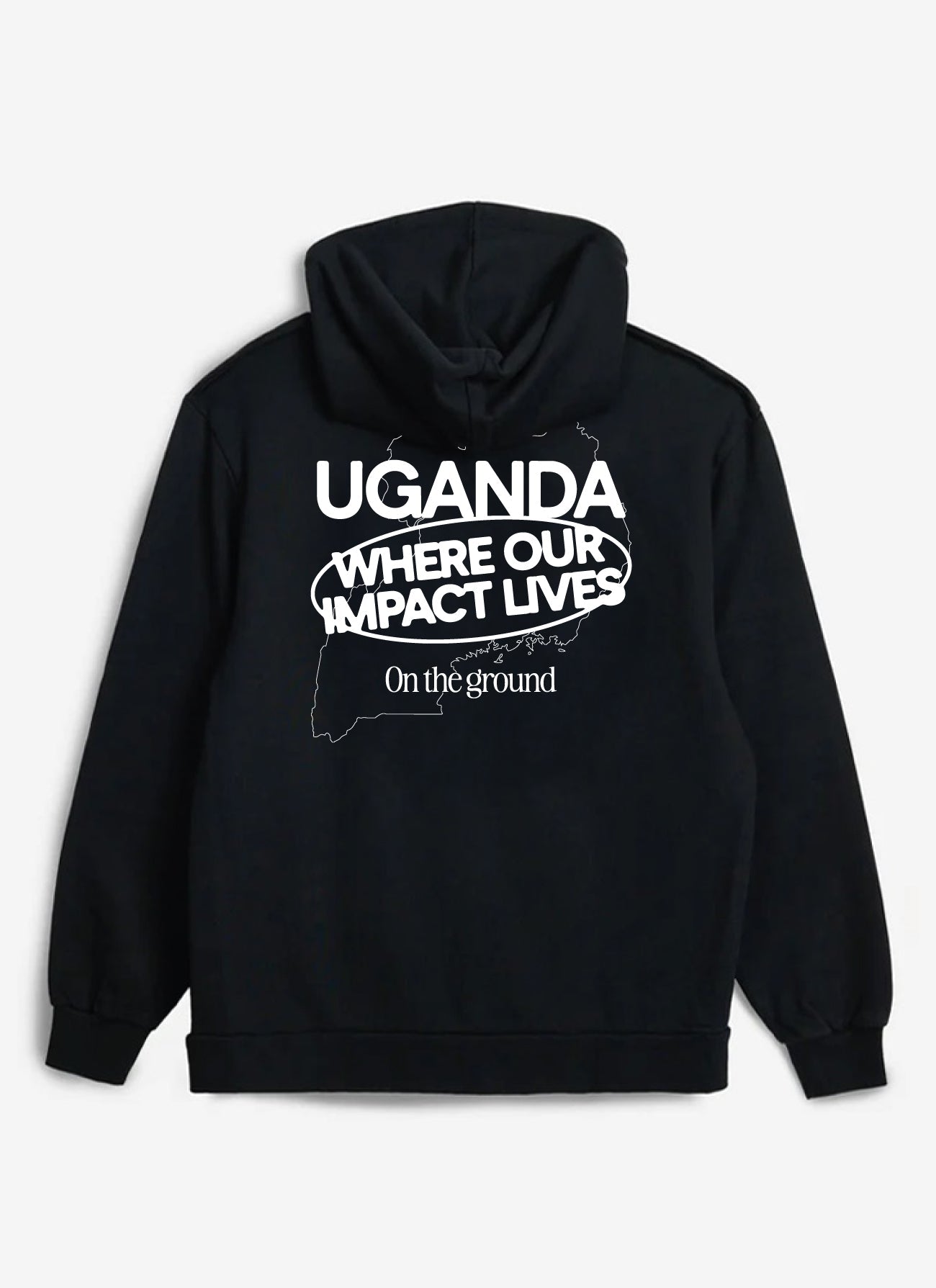 On the Ground: Uganda Hoodie - Black - THAT GORILLA BRAND