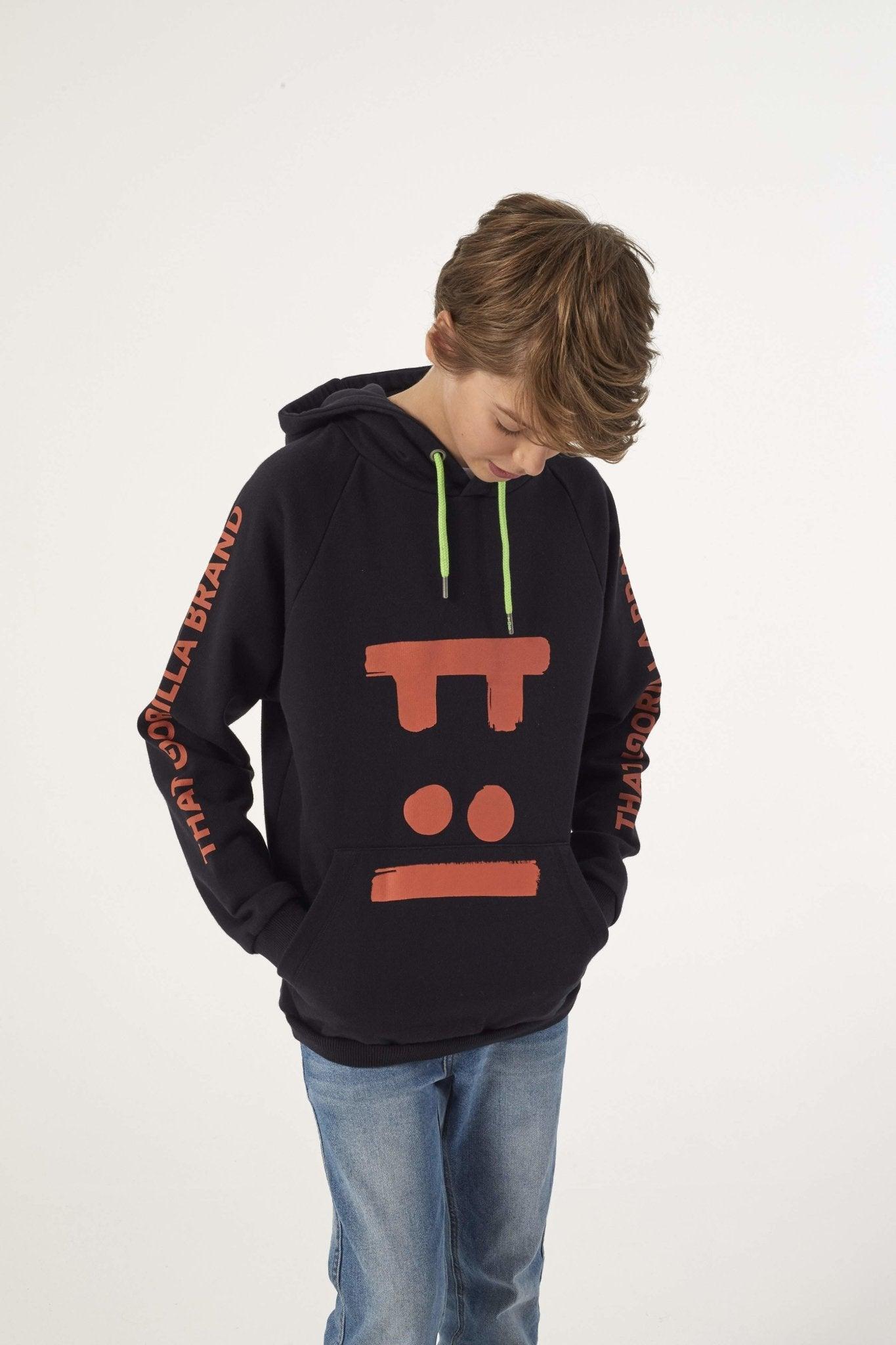 VIRUNGA BLACK KIDS FACE HOODY (UNISEX) - THAT GORILLA BRAND
