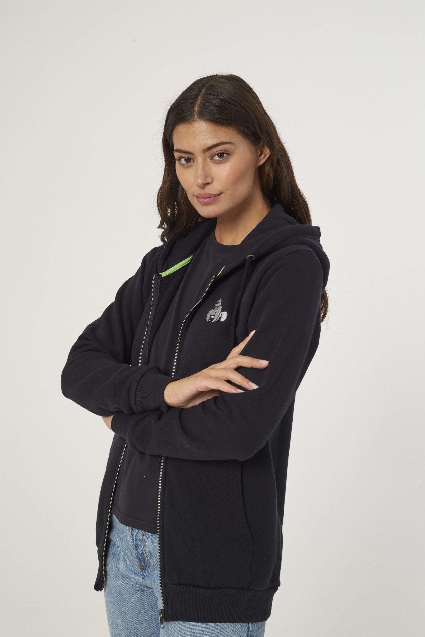 VIRUNGA GORILLA ZIP HOODY - BLACK - THAT GORILLA BRAND