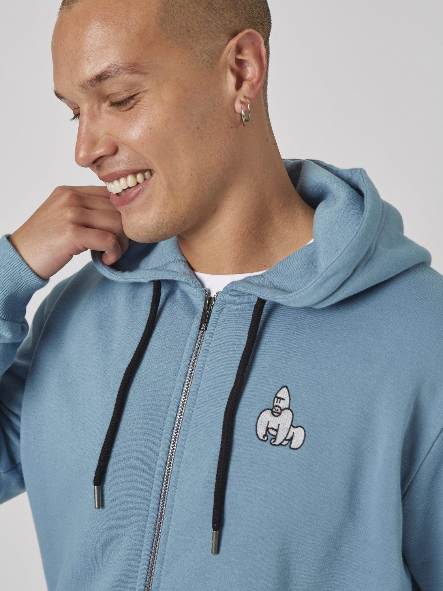 VIRUNGA GORILLA ZIP HOODY - BLUE - THAT GORILLA BRAND