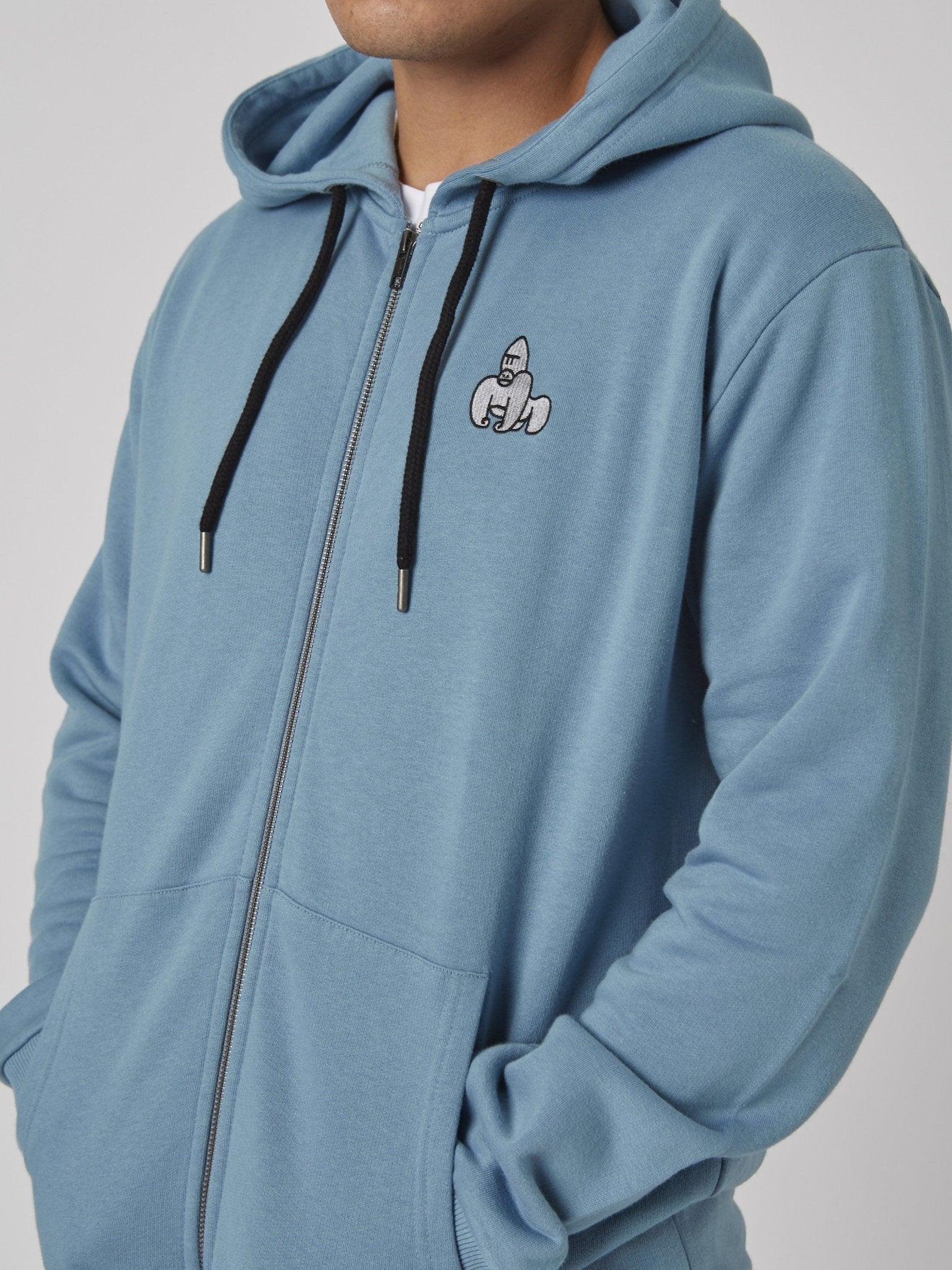 VIRUNGA GORILLA ZIP HOODY - BLUE - THAT GORILLA BRAND