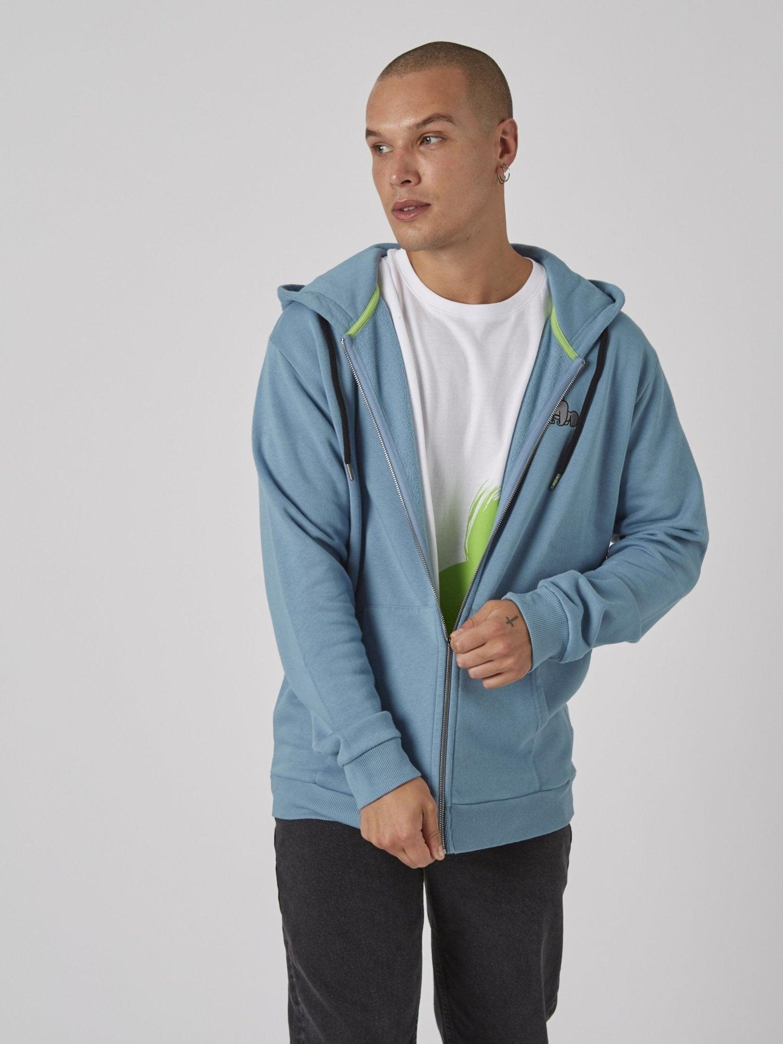VIRUNGA GORILLA ZIP HOODY - BLUE - THAT GORILLA BRAND